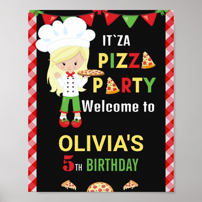 Pizza Begrüßungsschild Party Pizza Kochen Party Poster (Vorne)