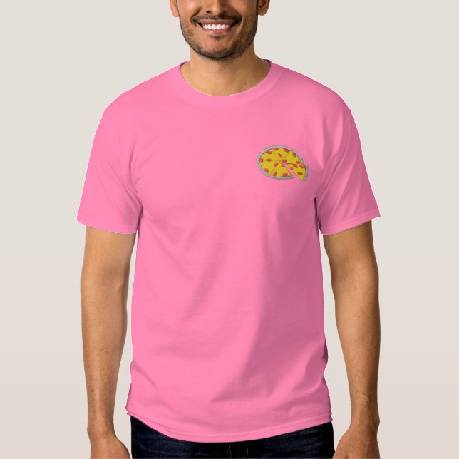 Pizza Besticktes T-Shirt (Vorderseite)