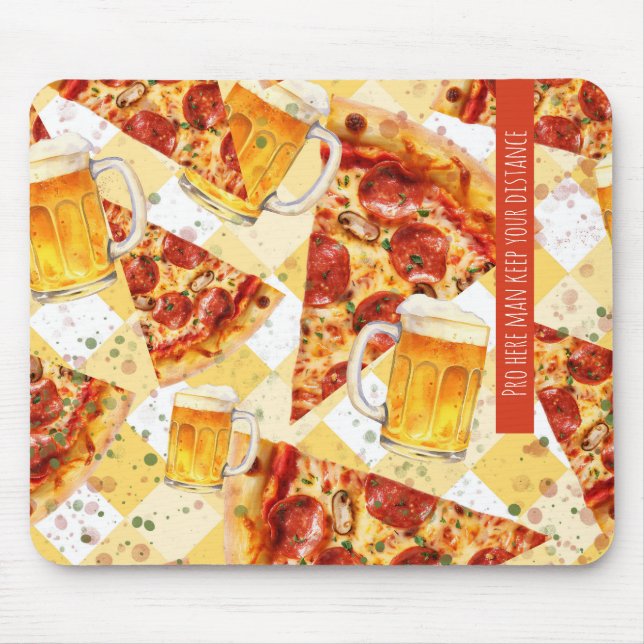 Pizza & Bier - Pro Mann, halte Abstand Mousepad (Vorne)