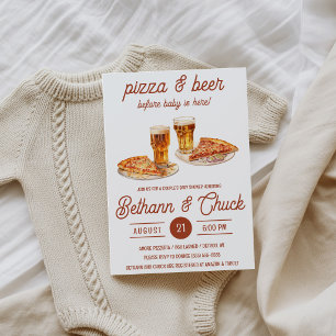 Pizza & Bier vor Baby hier! Babyparty Einladung