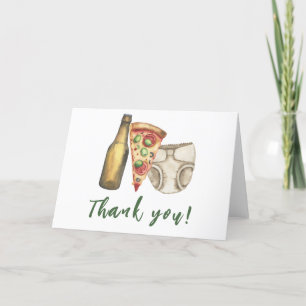 Pizza, bières et couches aussi Baby shower Merci