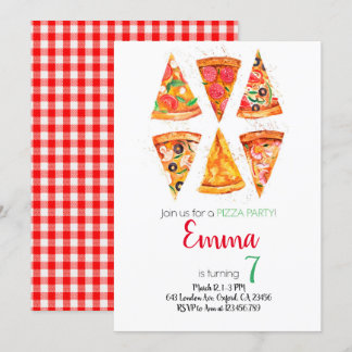 Pizza Birthday Invitation, Pizza Invitation, Einladung
