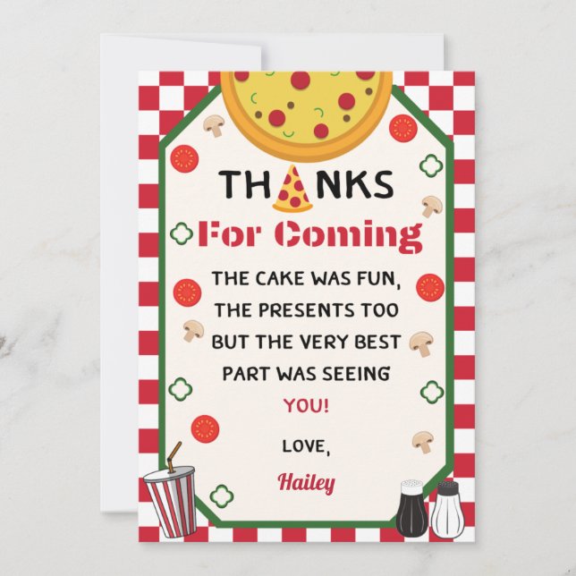 Pizza Birthday Party Danke (Vorderseite)