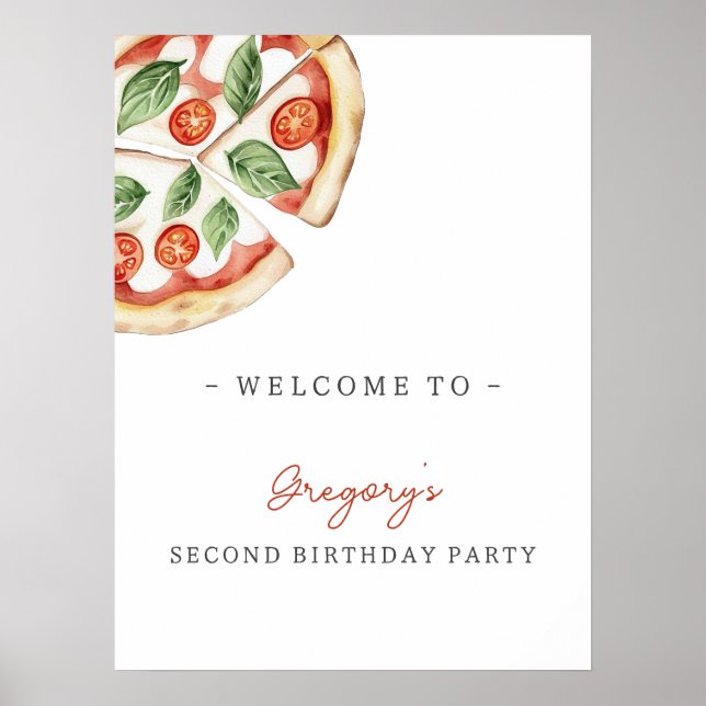 Pizza Birthday Party Welcome Poster (Vorne)