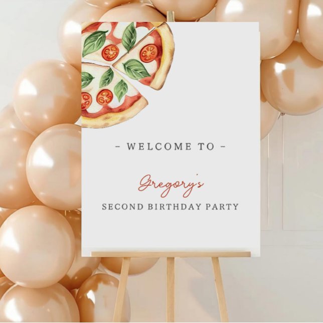 Pizza Birthday Party Welcome Poster (Créateur téléchargé)