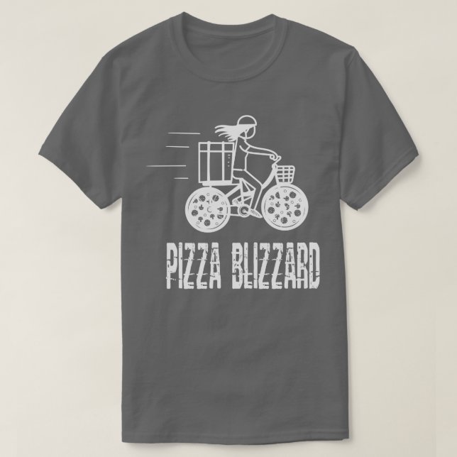 Pizza Blizzard Bike Courier Driver Service T-Shirt (Design vorne)