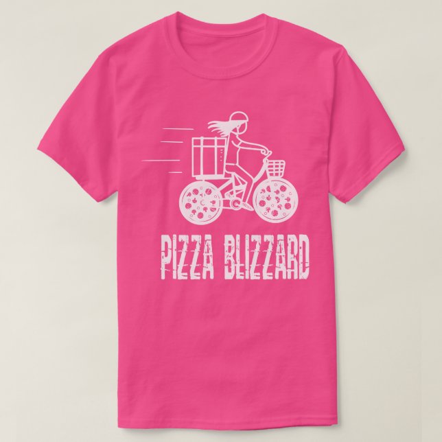 Pizza Blizzard Bike Courier Driver Service T-Shirt (Design vorne)