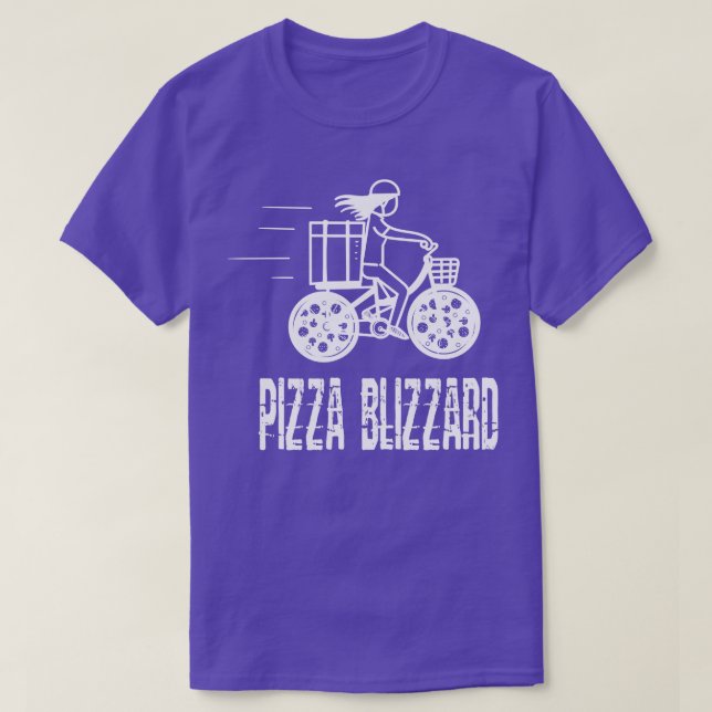 Pizza Blizzard Bike Courier Driver Service T-Shirt (Design vorne)