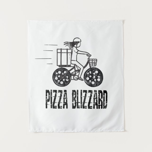 Pizza Blizzard Bike Courier Driver Wandteppich (Vorderseite)
