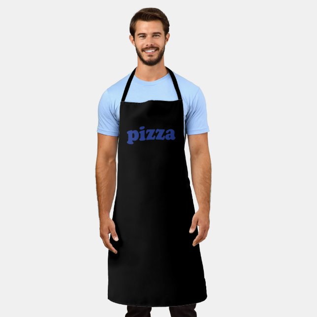 Pizza Blue Briefe schwarze Küche Schürze (Getragen)