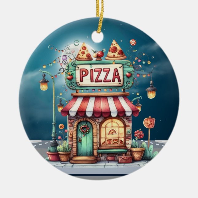 PIZZA Boutique Ornement en céramique (Devant)