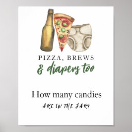 Pizza. Brei and Diapers Baby - Wie viele Bonbons Poster