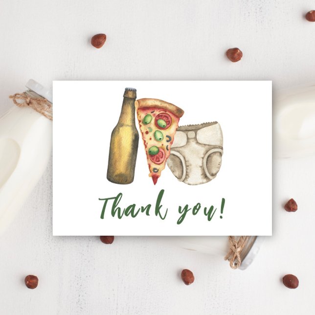 Pizza, Brews and Diapers to Baby Dusche Vielen Dan Dankeskarte (Von Creator hochgeladen)