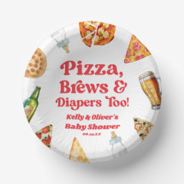 Pizza Brews and Diapers zu Pizza Beer Baby Shower Pappteller