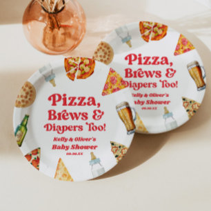 Pizza Brews and Diapers zu Pizza Beer Baby Shower Pappteller