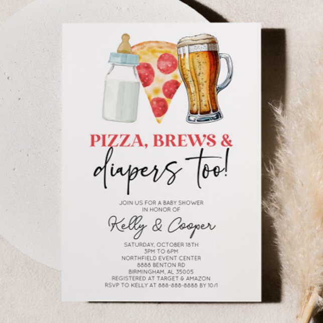 Pizza Brews und Diapers auch! Babyparty Einladung (Von Creator hochgeladen)