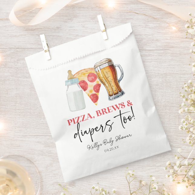 Pizza Brews und Diapers auch! Babyparty Geschenktütchen (Ausgeschnitten)