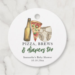 Pizza, Brews und Diapers zu Baby-Dusche Geschenkanhänger