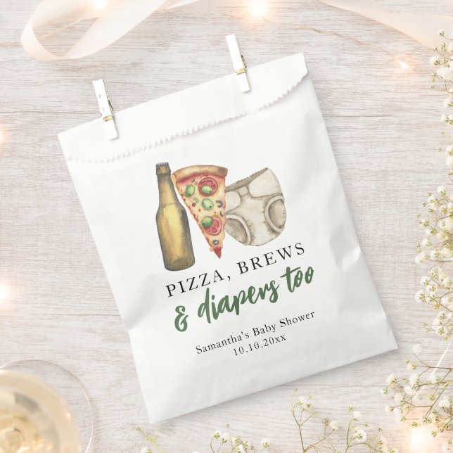 Pizza, Brews und Diapers zu Baby-Dusche Geschenktütchen (Ausgeschnitten)
