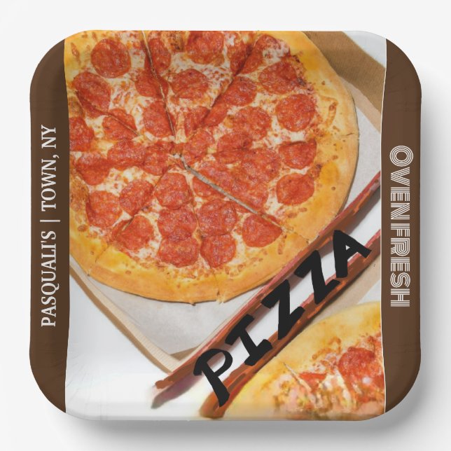 Pizza Business White Brown Pappteller (Vorderseite)