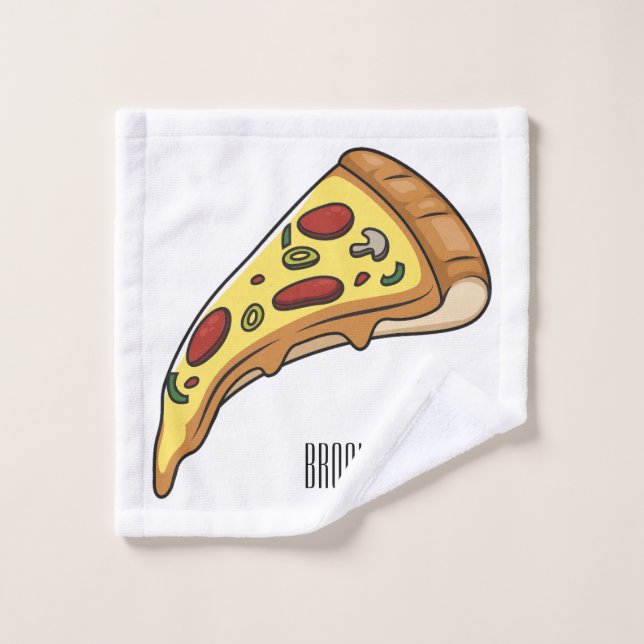 Pizza Cartoon Illustration Badhandtuch Set (Waschlappen)