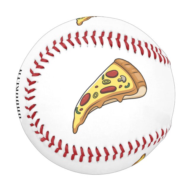 Pizza Cartoon Illustration Baseball (Vorderseite Links)