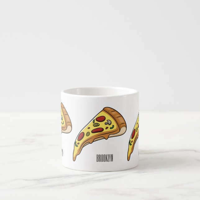 Pizza Cartoon Illustration Espressotasse (Vorderseite)