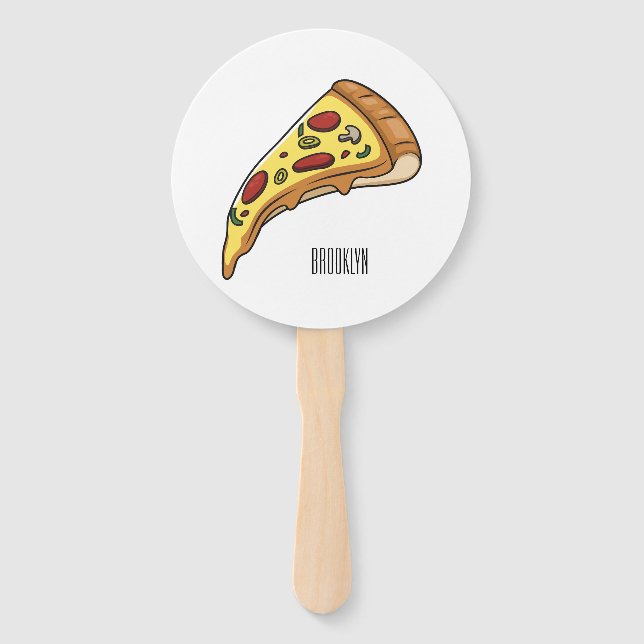 Pizza Cartoon Illustration Fächer (Vorderseite)