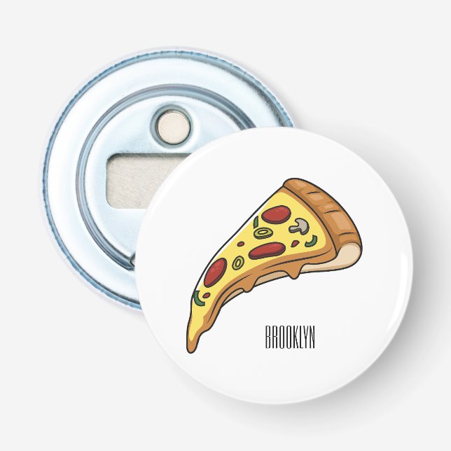 Pizza Cartoon Illustration Flaschenöffner (Vorderseite)