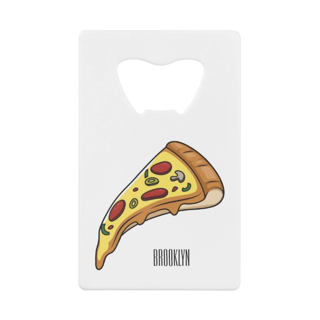 Pizza Cartoon Illustration Geldbeutel Flaschenöffner (Vorderseite)
