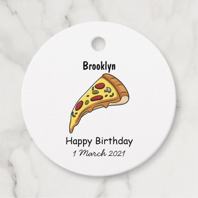 Pizza Cartoon Illustration Geschenkanhänger (Vorderseite)