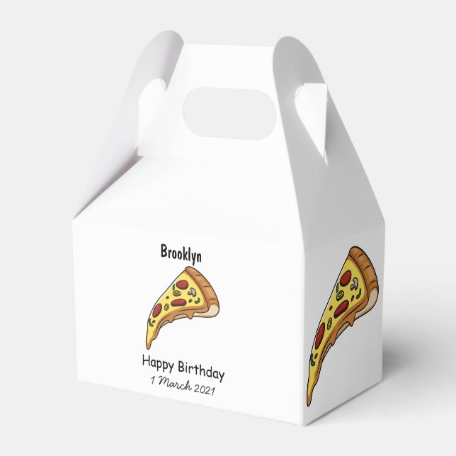 Pizza Cartoon Illustration Geschenkschachtel (Vorderseite)
