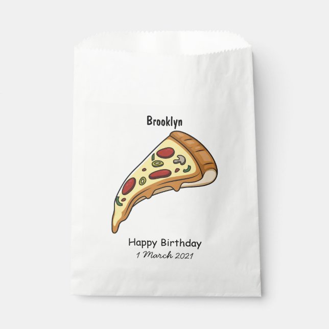 Pizza Cartoon Illustration Geschenktütchen (Vorderseite)