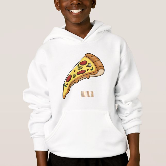Pizza Cartoon Illustration Hoodie (Vorderseite)