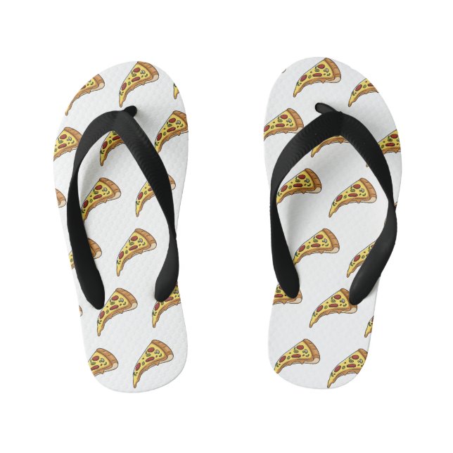 Pizza Cartoon Illustration Kinderbadesandalen (Fußbett)