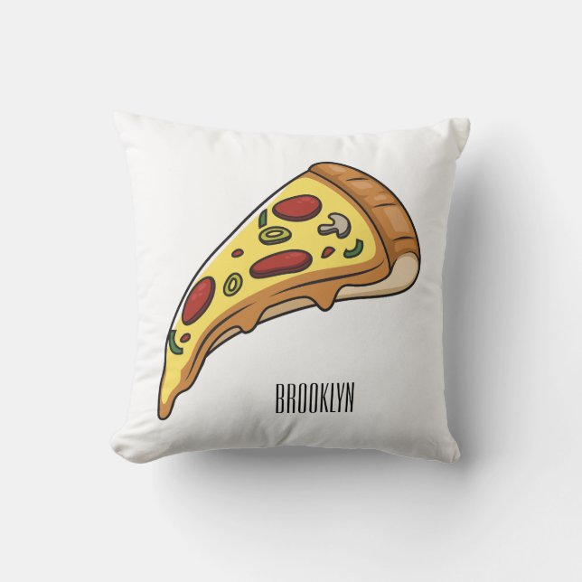 Pizza Cartoon Illustration Kissen (Vorderseite)