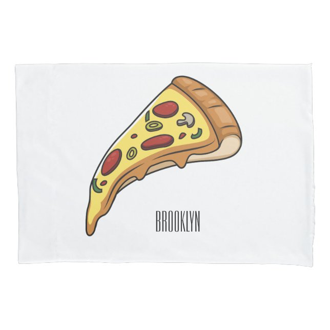 Pizza Cartoon Illustration Kissenbezug (Vorderseite)