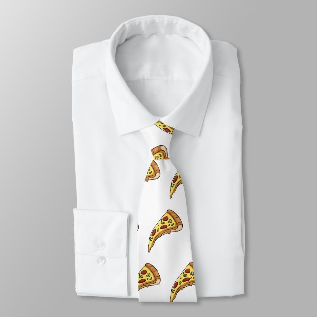 Pizza Cartoon Illustration Krawatte (Gebunden)