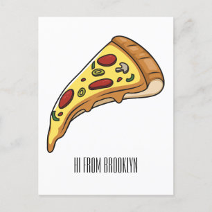 Pizza Cartoon Illustration Postkarte