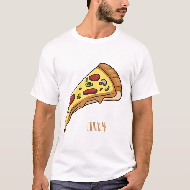 Pizza Cartoon Illustration T-Shirt (Vorderseite)