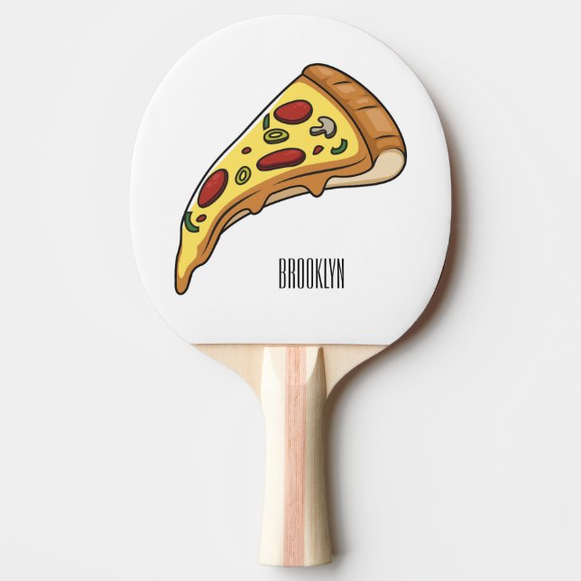 Pizza Cartoon Illustration Tischtennis Schläger (Vorderseite)