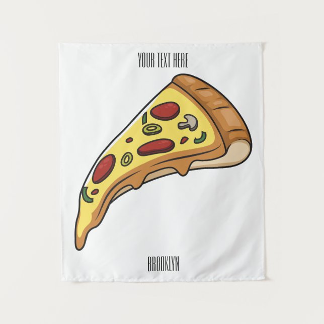 Pizza Cartoon Illustration Wandteppich (Vorderseite)
