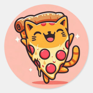 Pizza cat Cartoon Runder Aufkleber