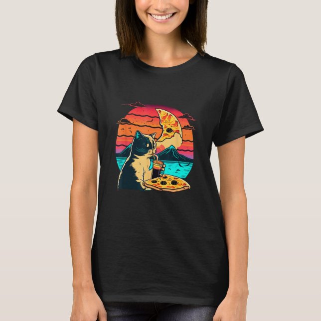 Pizza Cat Lover Design Fast Food Cat Lovers T-Shirt (Vorderseite)