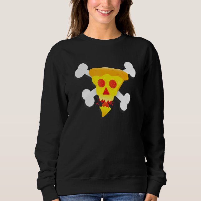 Pizza, Cheese, Skull, Pepperoni, Food, Bones, Pira Sweatshirt (Vorderseite)