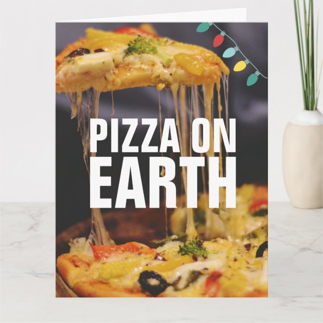 PIZZA CHRISTMAS FUNNY Grußkarte Karte (Vorderseite)