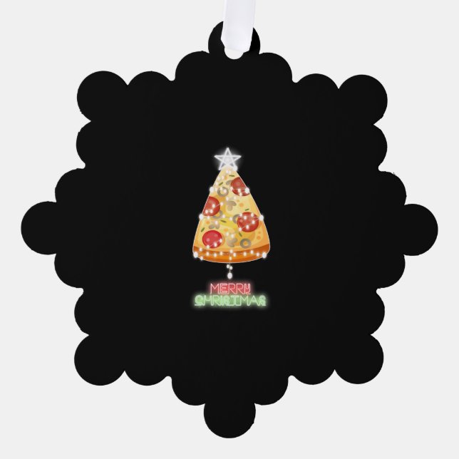 Pizza Christmas Tree Lights Xmas Gamer Ornament Karte (Vorderseite)