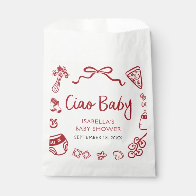 Pizza Ciao Baby Dusche Geschenktütchen (Vorderseite)