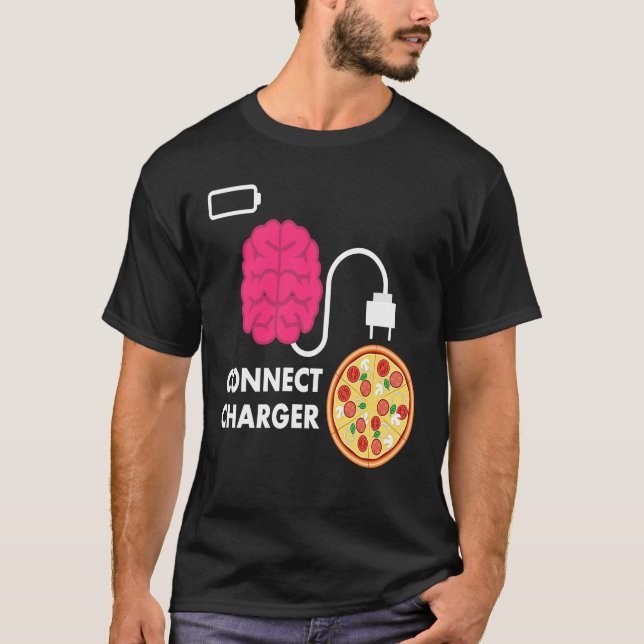 Pizza Connect Ladegerät Pizza Pie Leere Batterie T-Shirt (Vorderseite)