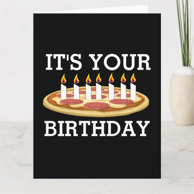 PIZZA D'ANNIVERSAIRE AVEC BOUGIES GRANDE CARTE (Devant)